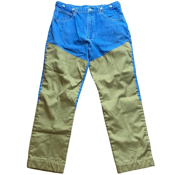 Remington Other - VINTAGE Remington Mens XL Blue Denim Olive Green Brush Guard Hunting Pants Jeans
